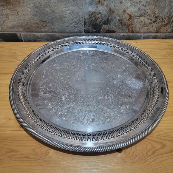 VTG WM Rogers 172 Round Metal Serving Platter 15" - Picture 1 of 16